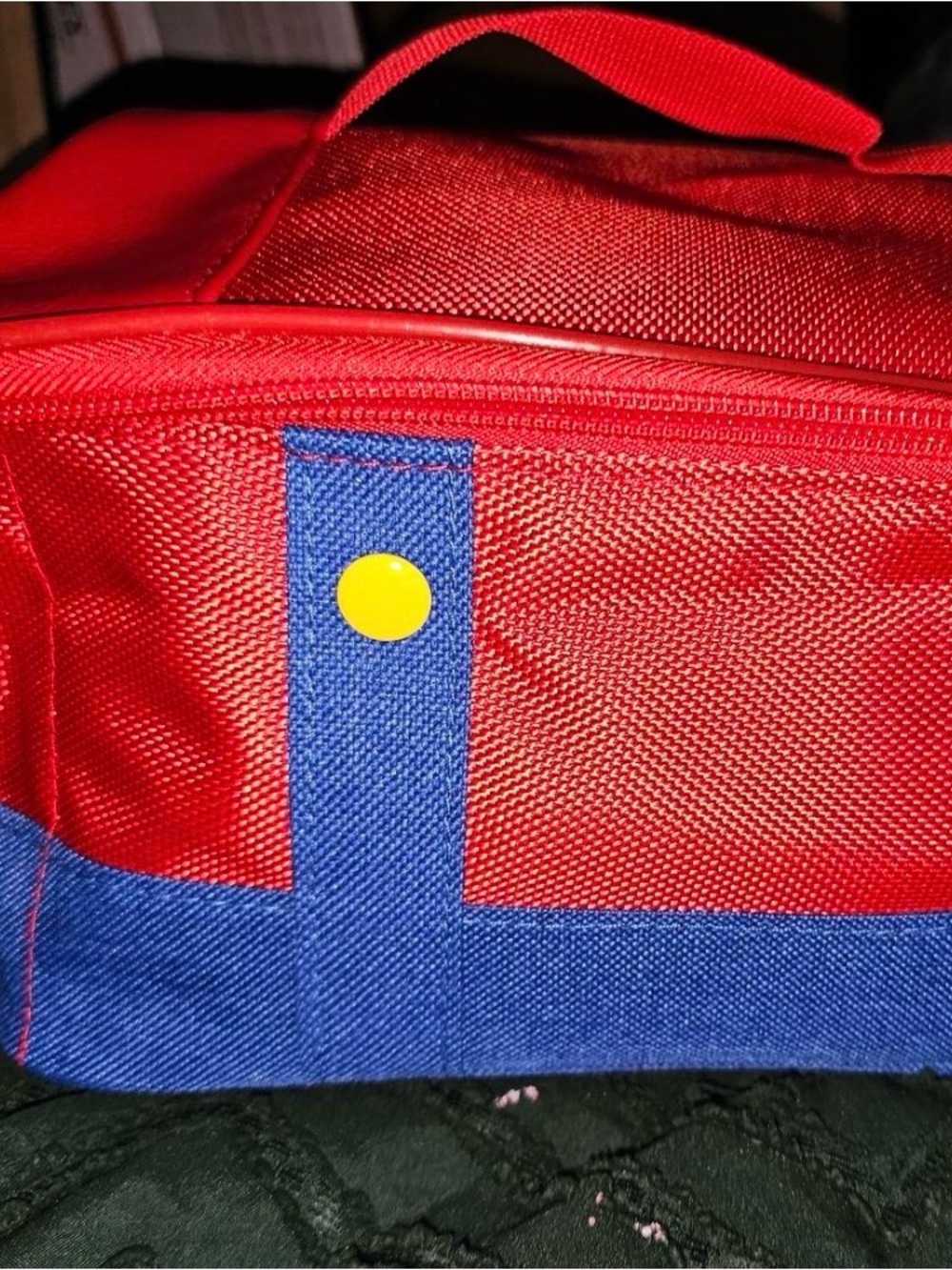 Red and Blue Super Mario Utility Storage Tote with Yellow Accent